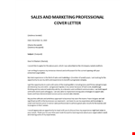 Sales and Marketing Cover Letter example document template