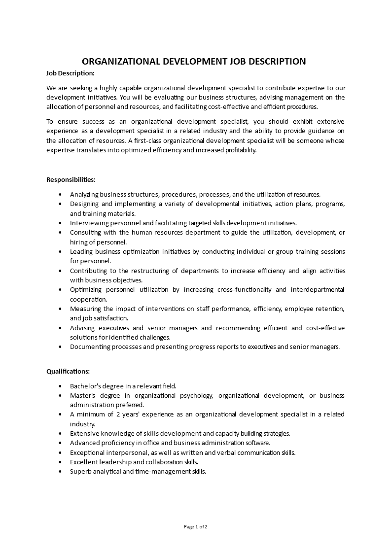 organizational development job description Main Image organizational development job description