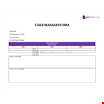 Stage Manager Form Template example document template
