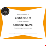 Certificate Student example document template
