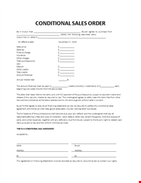 Conditional Sales Order Form