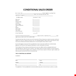 Conditional Sales Order Form example document template