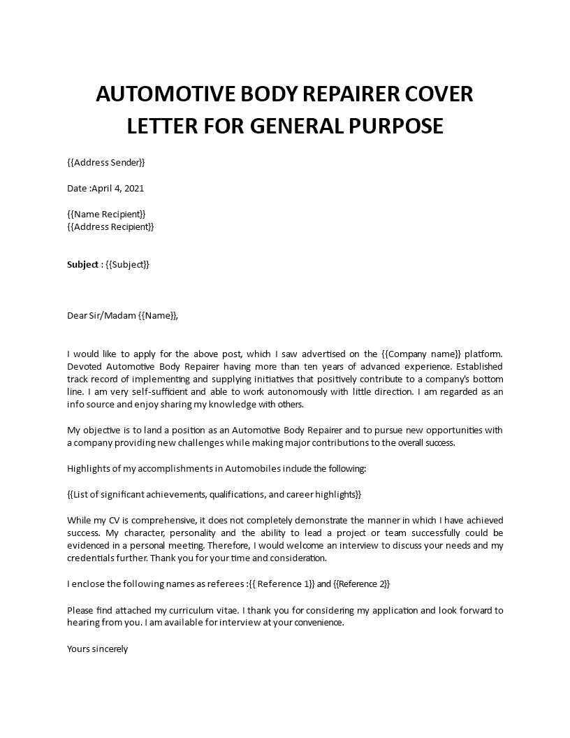 automotive technician cover letter with no experience