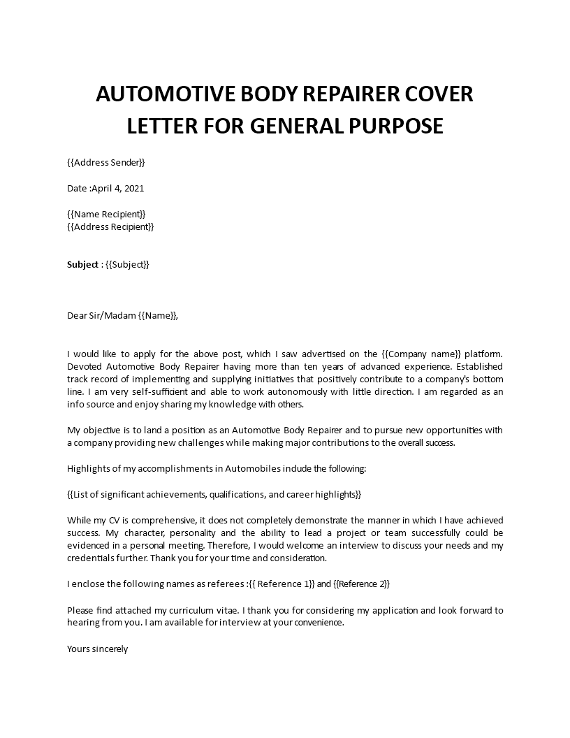 Automotive technician cover letter with no experience