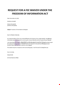 FOIA Fee Waiver Request