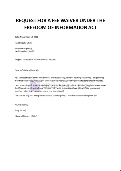FOIA Fee Waiver Request