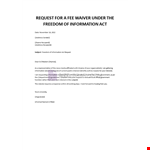 FOIA Fee Waiver Request example document template 