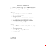 Procurement Officer Job Description example document template