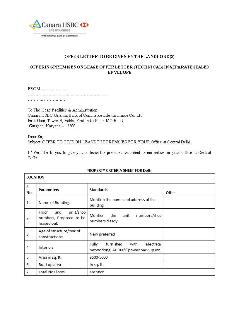 Rental Offer Letter Mention Offer Available and Provided Rental Offer Letter Mention Offer Available and Provided