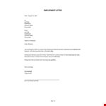 Employment Letter Free example document template