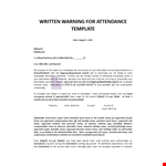 Poor Attendance Warning Letter example document template