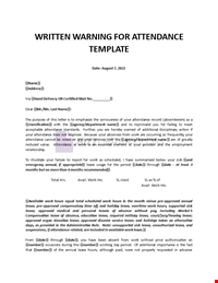 Poor Attendance Warning Letter