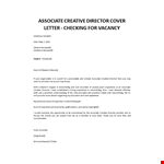 Associate Creative Director application letter example document template