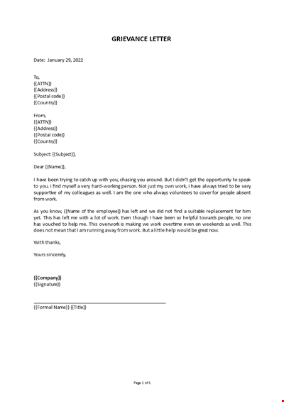 Grievance Letter Template