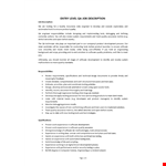 Quality Assurance Junior Job Description example document template 