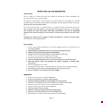 Quality Assurance Junior Job Description example document template