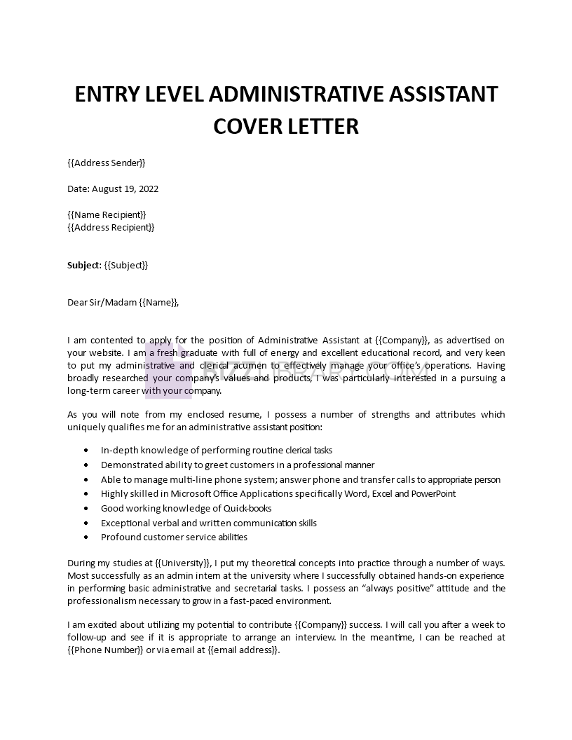 admin assistant fresher cover letter Main Image admin assistant fresher cover letter