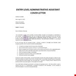 Admin Assistant Fresher Cover Letter example document template