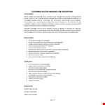 Customer Success Manager Job Description example document template