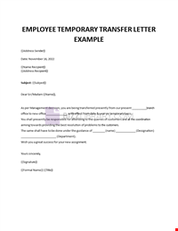 Employee Temporary Transfer Letter