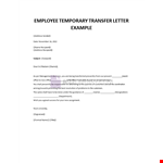 Employee Temporary Transfer Letter example document template