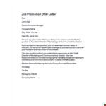 Promotion Letter for Director Position - Marketing and Communications example document template