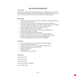 Real Estate Job Description example document template