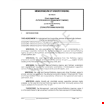 Memorandum Of Understanding Template - Management Services Agency example document template
