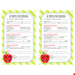 Printable Parent Note Form example document template