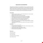 Bank Analyst Job Description example document template