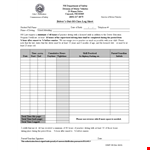 Drivers Out of Class Log Sheet example document template