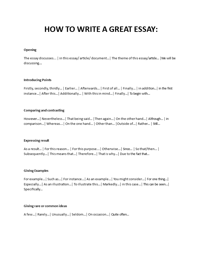 essay format template