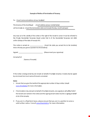 Notice Of Termination Of Tenancy Example For Landlord To Insert 