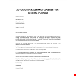 Automotive Salesman cover letter  example document template