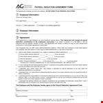 Payroll Deduction Agreement Form for Employee-Employer Contributions example document template