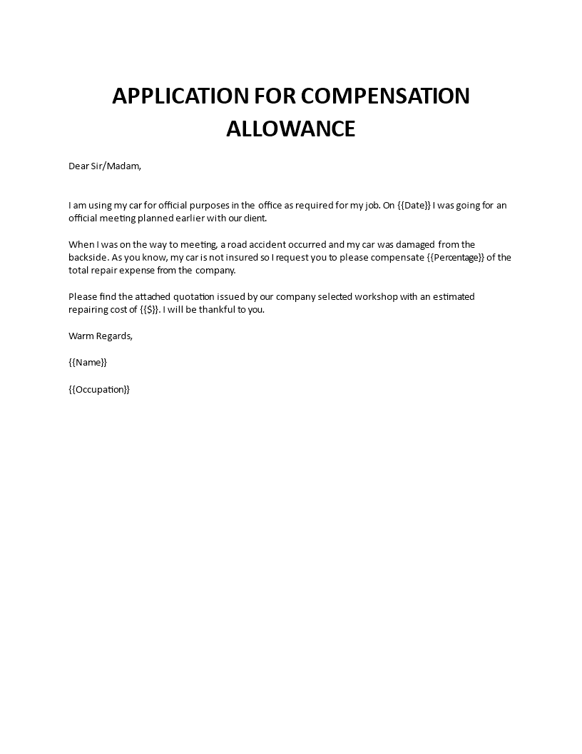 application for compensation allowance to boss