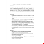 Senior Investment Accountant Job Description  example document template