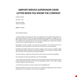 Airport Service Supervisor cover letter example document template