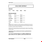 Daycare Contract: Notice, Schedule, Departure, Child Arrival | Professional Templates example document template