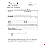 Face Painting Invoice and Service Agreement | Event | Client | Artist example document template