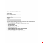 Sample Workplace Safety Meeting Agenda Template example document template