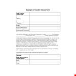 Free Model Release Form Template: Agreement for Model, Photographer, and Photos example document template