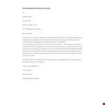 Credit Application Rejection Letter example document template