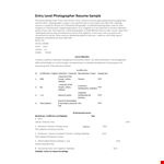 Entry Level Photographer Resume example document template