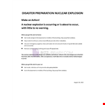 Nuclear Explosion Disaster Preparation Sheet example document template 