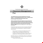 Classroom Management Planners example document template 