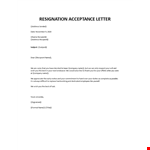 Resignation acceptance letter example document template