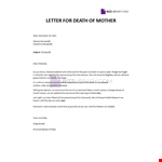 Announcement of death of employee mother example document template