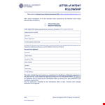 Letter of Intent for Fellowship example document template