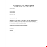 Project confirmation letter example document template